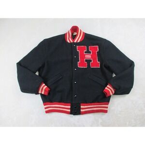 VINTAGE Butwin Jacket Mens‎ 40 Blue Varsity Letterman Wool Pockets Coat*